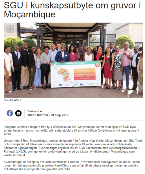 Significant Media Coverage of the sixth Environmental Management of Mines training session in Tete Province, Mozambique (6-17 Aug 2019)