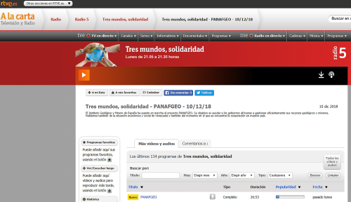 Interview of the PanAfGeo WP6 – Geoheritage leader in the Spanish national public radio